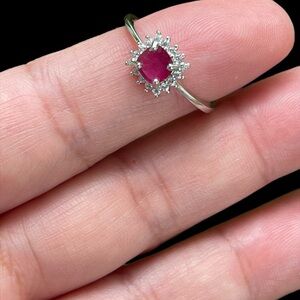 NWT Genuine Natural Ruby Gemstone & CZ Ring in 925 Silver Size 7
